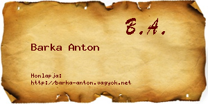 Barka Anton névjegykártya